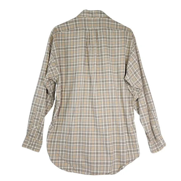 Ralph Lauren Blake Plaid Button Down Shirt Mens Medium Brown Tan Cotton Classic - Picture 10 of 14